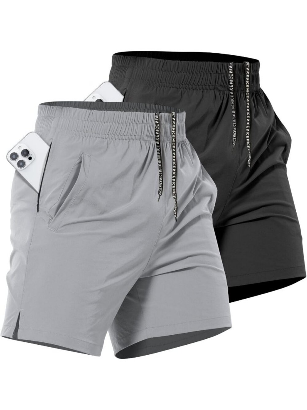 Men's Athletic Workout Shorts 2-Pack - 7" Gym, Tennis, Zipper Pockets, Quick-Dry